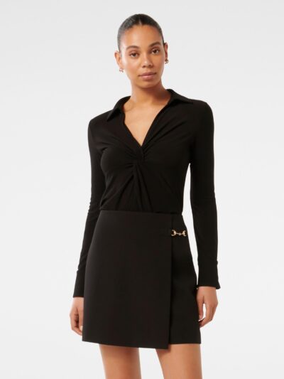 Emilia Twist Front Crepe Shirt