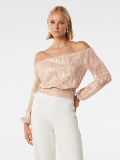 Keisha Plisse Bardot Top