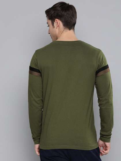 DILLINGER Men Olive Green  Black Striped Cotton Pu