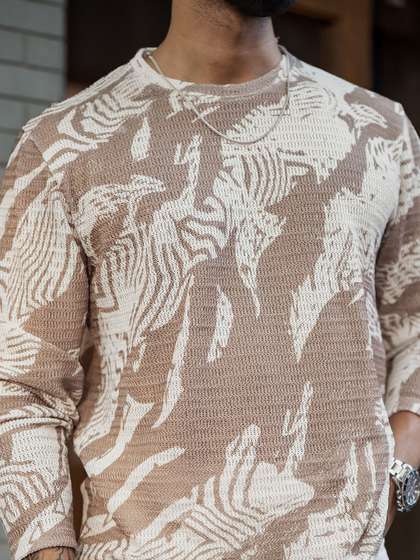 Powerlook Men Abstract Printed Round Neck Tshirt
