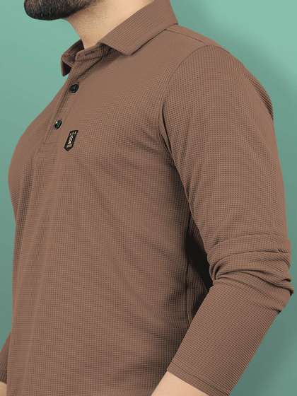VeBNoR Men Self Design Polo Collar Tshirt